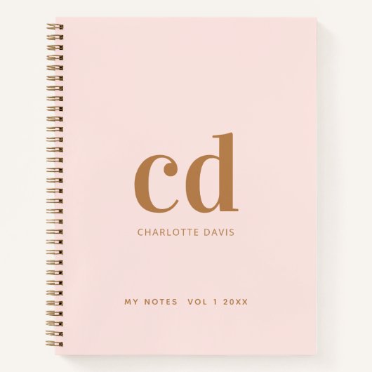 Roos goudbloem initialen elegant notitieboek (Voorkant)