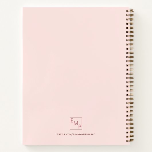 Roos goudbloem initialen elegant notitieboek (Achterkant)