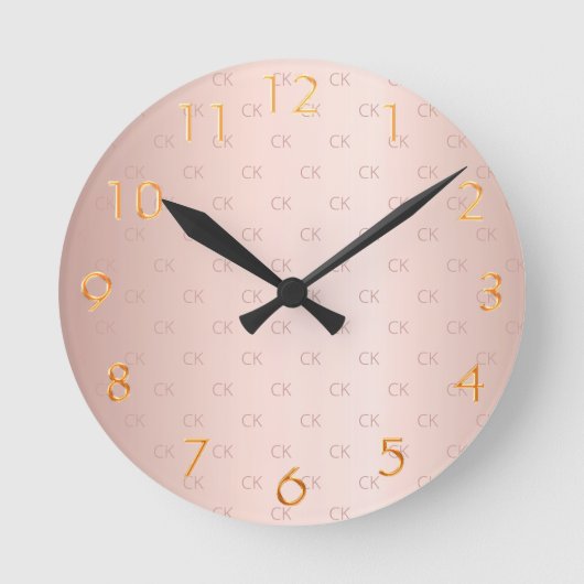 Roos goudbloem initialen elegant ronde klok (Voorkant)