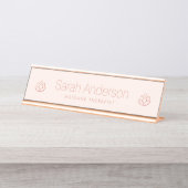 Roos goudbloem minimalistisch licht roze bureau naambordje (Voorkant)