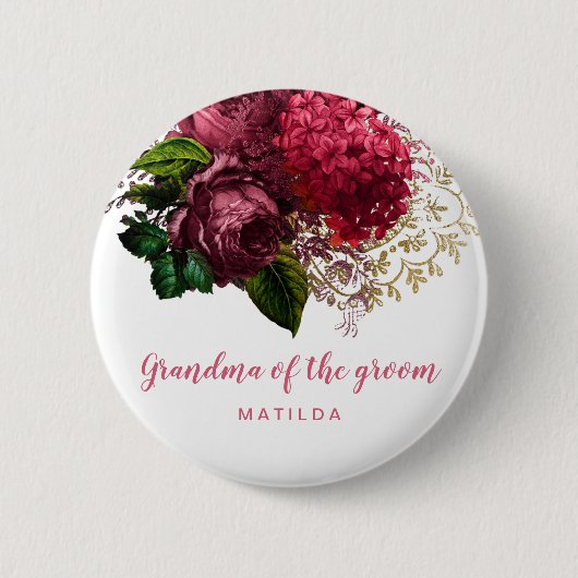 Roos goudbloem oma moeder van de groom ronde button 5,7 cm (Voorkant)