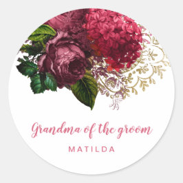 Roos goudbloem oma moeder van de groom ronde sticker