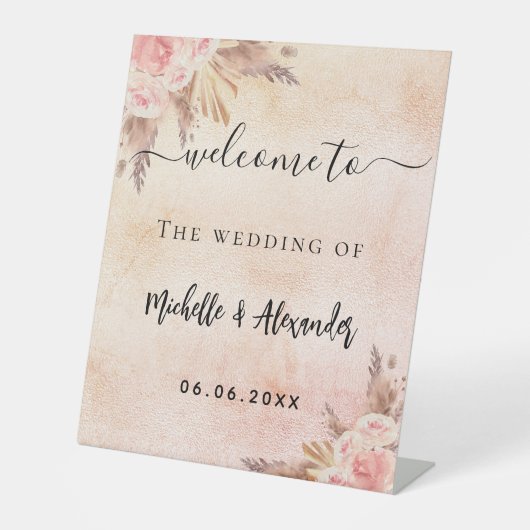 Roos goudbloem reclamebord met voetstuk (Voorkant)