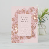 Roos goudbloemen folie uitnodiging (Staand Voorkant)