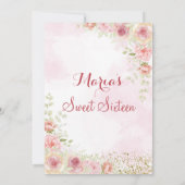 Roos Goudbloemen met Gouden Glitter Sweet 16 Kaart (Achterkant)