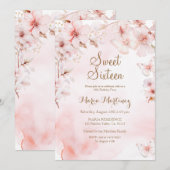 Roos Goudbloemen met Gouden Glitter Sweet 16 Kaart (Voorkant / Achterkant)