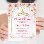 Roos Goudbloemen met Gouden Glitter Sweet 16 Kaart<br><div class="desc">Roos Goudbloemen met Gouden Glitter Blush Pink Sweet 16 Invitation Modern Roos Flowers Blush Pink Sweet 16</div>