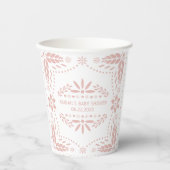 Roos goudbloemen wit papel picado baby shower papieren bekers (Voorkant)