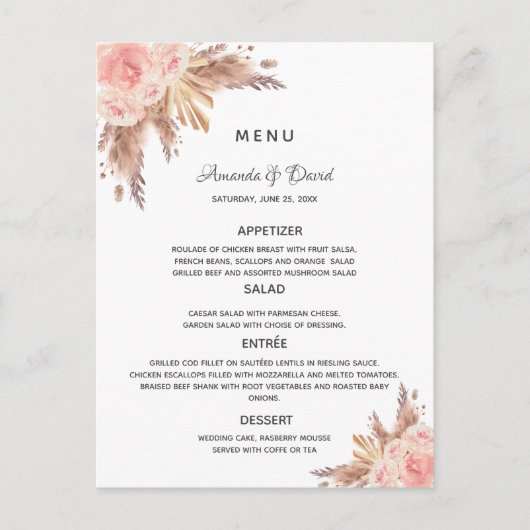 Roos goudblokkaart voor weddenschap briefkaart (Voorkant)