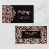 Roos goudboho floral mandala Makeup-typografie Visitekaartje (Voorkant / Achterkant)