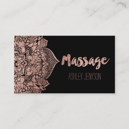 Roos goudboho floral mandala massage typografie visitekaartje (Voorkant)