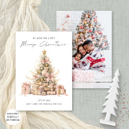  Roos goudboom foto Vrolijk kerstfeest Feestdagenkaart