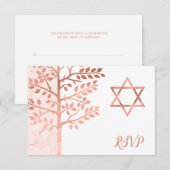Roos goudboom van Life Bat Mitzvah RSVP (Voorkant / Achterkant)
