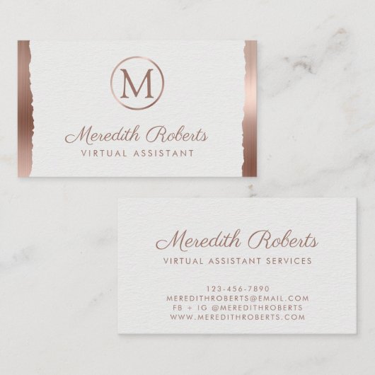 Roos goudborsgeborsteld metaal wit Lijst monogram Visitekaartje (Voorkant / Achterkant)