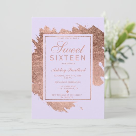 Roos goudborstellavendel Sweet 16 Kaart (Staand voorkant)