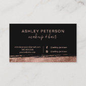 Roos goudborstelslag zwarte haarmake-up typografie visitekaartje (Achterkant)