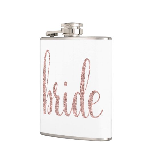 Roos goudbridekolf, glitter font heupfles (Links)