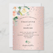 Roos goudbrij bloesdiamant glamoureus bruiloft kaart (Voorkant)