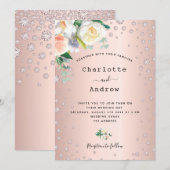 Roos goudbrij bloesdiamant glamoureus bruiloft kaart (Voorkant / Achterkant)