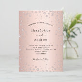 Roos goudbrij diamant elegant glamoureus bruiloft kaart (Staand voorkant)