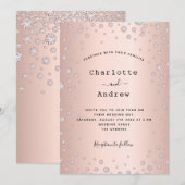 Roos goudbrij diamant elegant glamoureus bruiloft kaart (Voorkant / Achterkant)