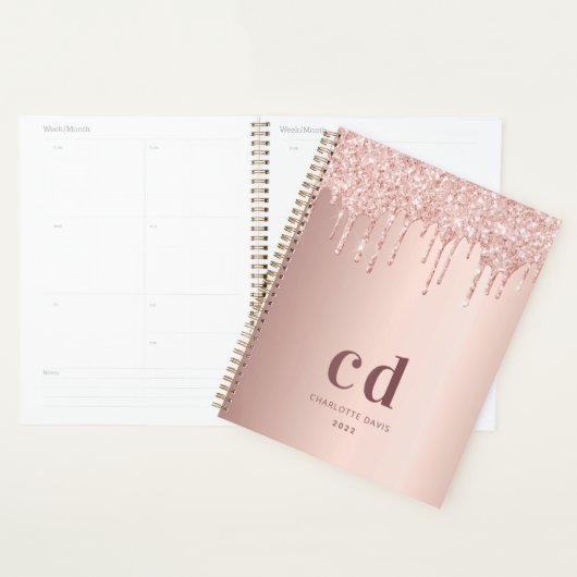 Roos goudbrij druppelt glazuur monogram planner (Display)