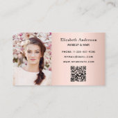 Roos goudbrij glitter stof foto qr code visitekaartje (Achterkant)