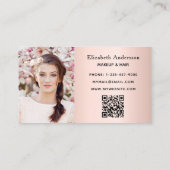 Roos goudbrij glitter stof foto qr code visitekaartje (Achterkant)