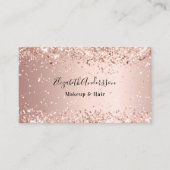 Roos goudbrij glitter stof foto qr code visitekaartje (Voorkant)