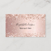 Roos goudbrij glitter stof foto qr code visitekaartje (Voorkant)