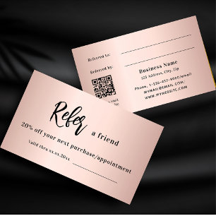 Roos goudbrij qr code visitekaartje kortingskaartje