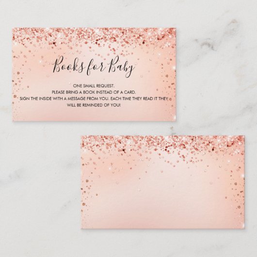 Roos goudbruin baby shower informatiekaartje (Voorkant / Achterkant)