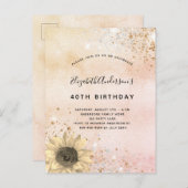 Roos goudbruin, bijtende zonnebloempitter uitnodiging briefkaart (Voorkant / Achterkant)