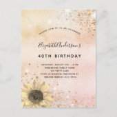 Roos goudbruin, bijtende zonnebloempitter uitnodiging briefkaart (Voorkant)