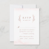 Roos goudbruin, elegante botanische bruiloft RSVP kaartje (Voorkant)