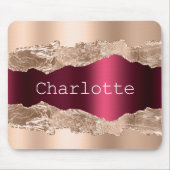 Roos goudbruin metaal met marmernaam muismat (Voorkant)