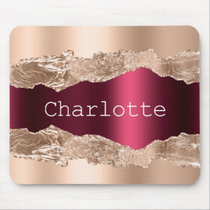 Roos goudbruin metaal met marmernaam muismat