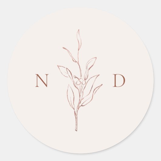 Roos goudbruin ronde sticker (Voorkant)