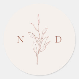 Roos goudbruin ronde sticker