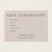 Roos goudbruin roze elegant cadeaubon visitekaartje (Achterkant)