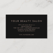 Roos goudbruin roze elegant script zwart visitekaartje (Achterkant)