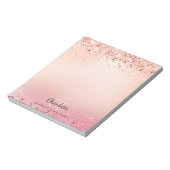 Roos goudbruin roze glitter monogram notitieblok (Linkerzijde)