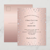 Roos goudbruindiamanten huwelijksuitnodiging briefkaart (Voorkant / Achterkant)