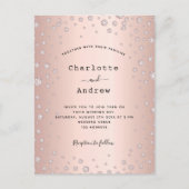 Roos goudbruindiamanten huwelijksuitnodiging briefkaart (Voorkant)