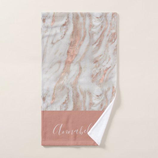 Roos goudbruine abstracte marmer elegant girale na bad handdoek (Handdoek)