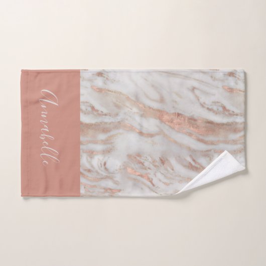 Roos goudbruine abstracte marmer elegant girale na bad handdoek (Handdoek)