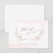 Roos goudbruine, botanische bruiloft bedankkaart (Voorkant / Achterkant)