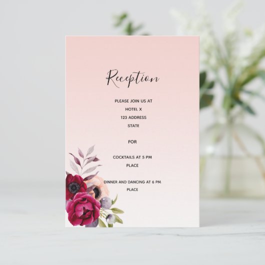 Roos goudbruine bruidegans informatiekaartje (Staand voorkant)