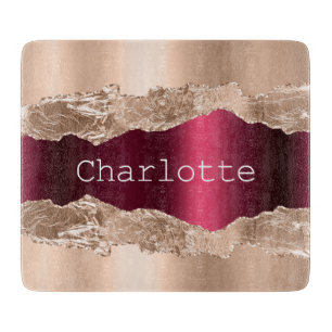 Roos goudbruine bruine agate marmer elegant snijplank