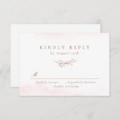 Roos goudbruine elegantie botanische bladeren brui RSVP kaartje (Voorkant / Achterkant)